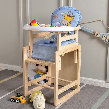 Scaun de masă 2 în 1-bebeluși / copii-lemn,girafă